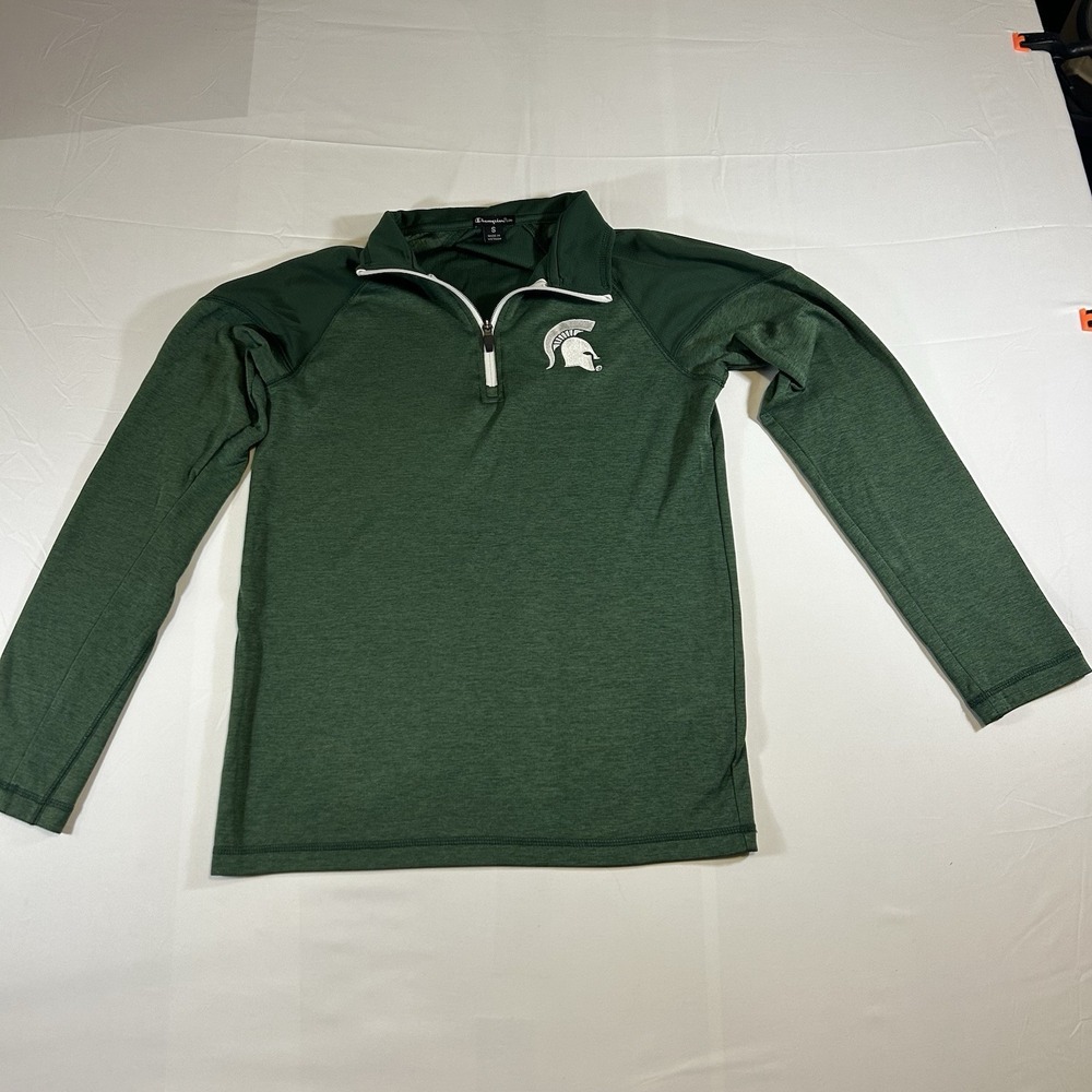Michigan State Spartans Small Quarter Zip Pullover Green Champion Elite NCAA